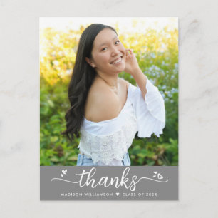 Gray Abschluss Foto Chic Script Herzen Vielen Dank Postkarte