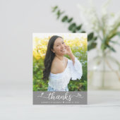 Gray Abschluss Foto Chic Script Herzen Vielen Dank Postkarte (Stehend Vorderseite)