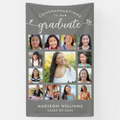 Gray Abschluss K-12 Script Foto Collage Modern Banner (Vertikal)
