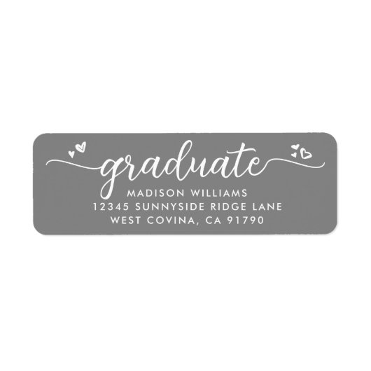 Gray Abschluss Script Hearts Bold Modern Address (Vorne)