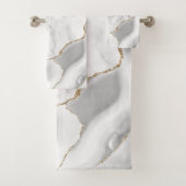 Gray Agate Gold Glitzer aus weißem Marmor Badhandtuch Set (Insitu)