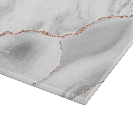 Gray Agate Rose Gold Glitzer Schneidebrett (Ecke)