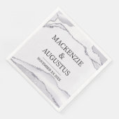Gray Agate Silver Glitzer Braut und Groom Wedding Serviette (Ecke)
