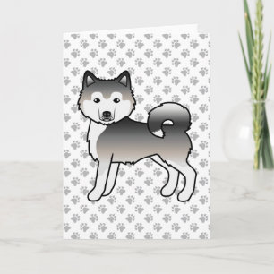 Gray Alaskan Malamute Niedlich Cartoon Dog Karte