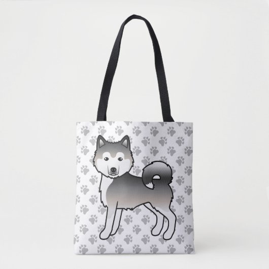 Gray Alaskan Malamute Niedlich Hund & Paws Tasche (Vorderseite)
