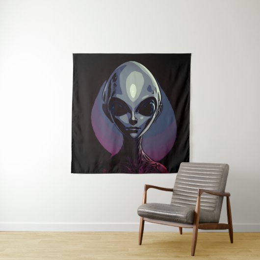 Gray Alien Extraterrestriale Kunst Wandteppich (Beispiel)