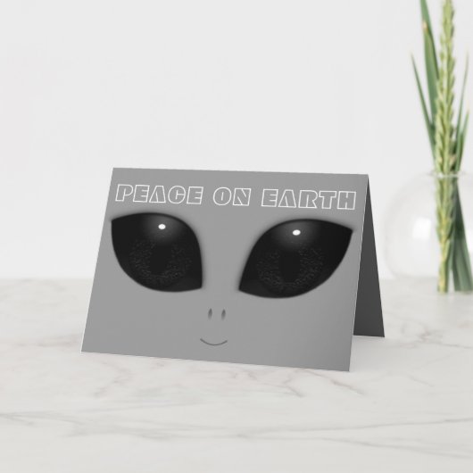 Gray-Alien Eyes Funny Christmas Feiertagskarte (Vorderseite)