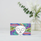 Gray Alien Line Zeichnend Visitenkarte (Stehend Vorderseite)
