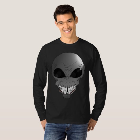 Gray Alien Men's Basic Long Sleeve T - Shirt (Vorne ganz)
