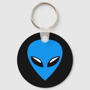 Gray Alien UFO Blue Schlüsselanhänger