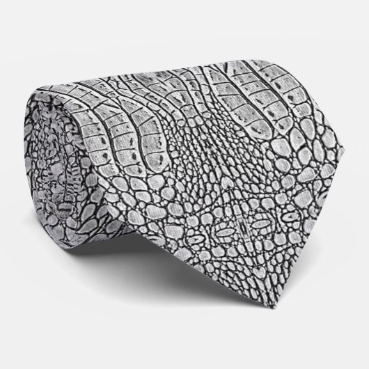 Gray Alligator Leather Krawatte (Gerollt)