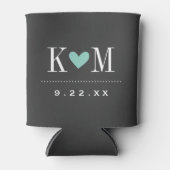 Gray and Aqua Modern Wedding Monogram Dosenkühler (Vorderseite)
