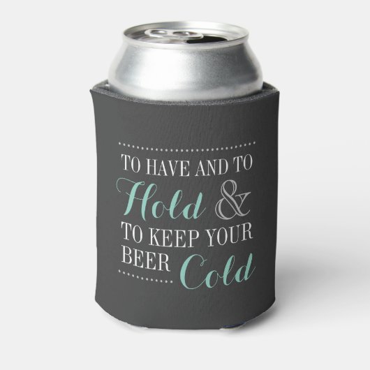 Gray and Aqua Modern Wedding Monogram Dosenkühler (Kanne Rückseite)