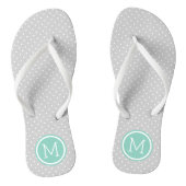 Gray and Aqua Tiny Dots Monogram Badesandalen (Fußbett)