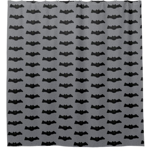 Gray and Black Halloween Bats Duschvorhang (Vorderseite)
