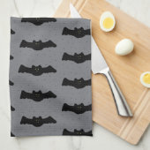 Gray and Black Halloween Bats Geschirrtuch (Viertel Falte)