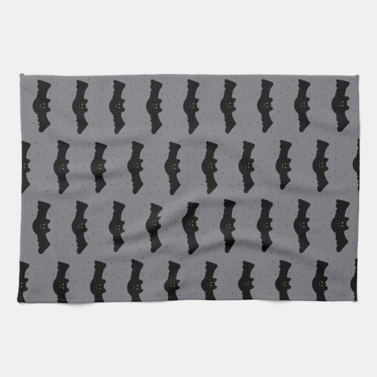 Gray and Black Halloween Bats Geschirrtuch (Horizontal)