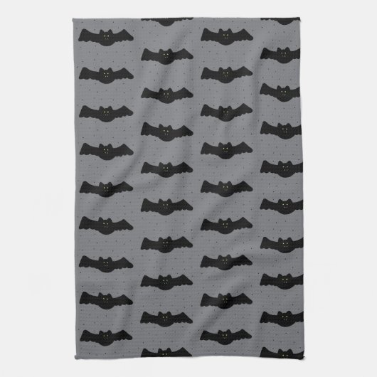 Gray and Black Halloween Bats Geschirrtuch (Vertikal)