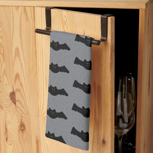 Gray and Black Halloween Bats Geschirrtuch (Drittel gefaltet)