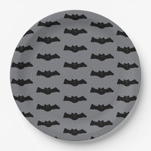 Gray and Black Halloween Bats Pappteller (Vorderseite)