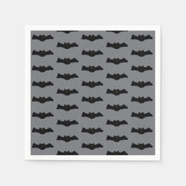 Gray and Black Halloween Bats Serviette