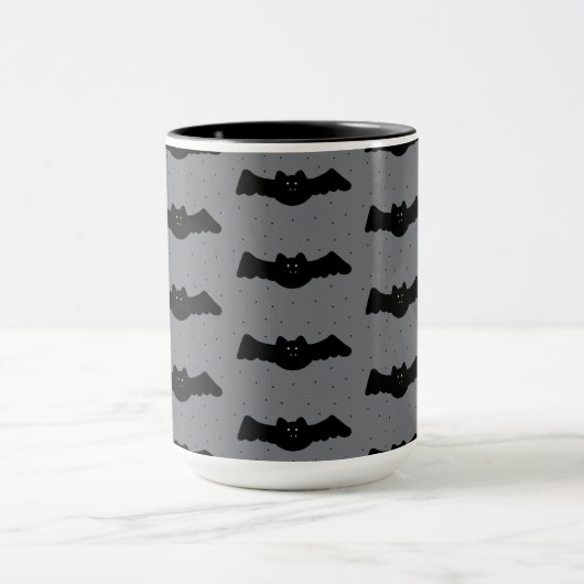 Gray and Black Halloween Bats Tasse (Zentrum)