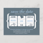 Gray and Blue Machine Wedding Save the Date Ankündigungspostkarte (Vorderseite)