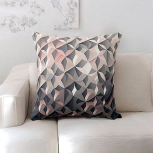 Gray and Blush Pink Geometric Throw Pillow Kissen