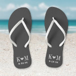 Gray and Charcoal Moderne Wedding Monogram Badesandalen<br><div class="desc">Maßgeschneiderte gedreht Flop-Sandalen personalisiert mit einem niedlichen Herz und Ihre Monogramm-Initialen und Hochzeitstermin. Klicken Sie auf Anpassen,  um Schriftart und Farben zu ändern oder eigene Bilder hinzuzufügen,  um ein einzigartiges Design zu erstellen!</div>