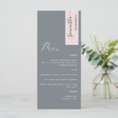 Gray and Dusty Rose Elegantes Menü mit Gast Name Menükarte (Stehend Vorderseite)