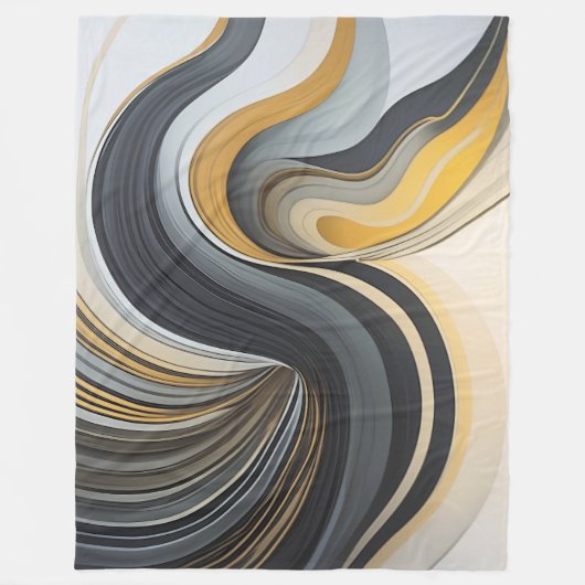 Gray and Gold Abstract Design Fleecedecke (Vorderseite)