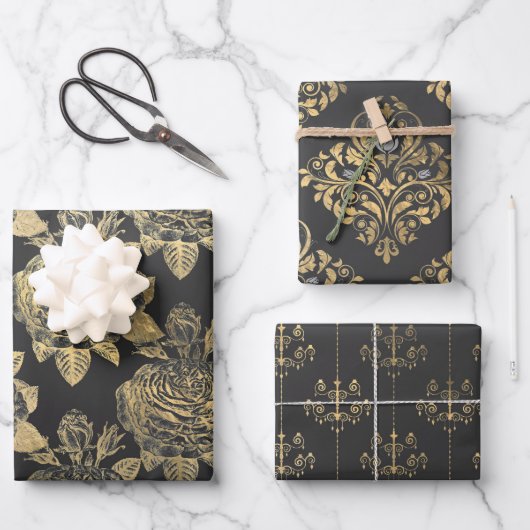 Gray and Gold Paris thematisch Geschenkpapier Set (Vorderseite)