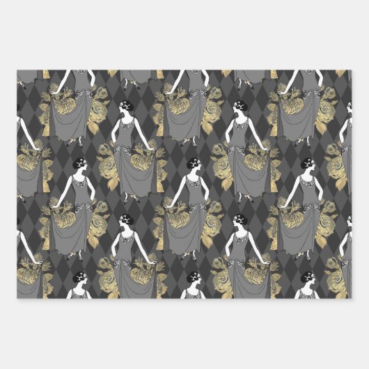 Gray and Gold Paris thematisch Geschenkpapier Set (Vorderseite 2)