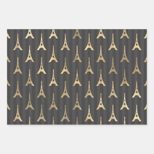 Gray and Gold Paris thematisch Geschenkpapier Set (Vorderseite 2)