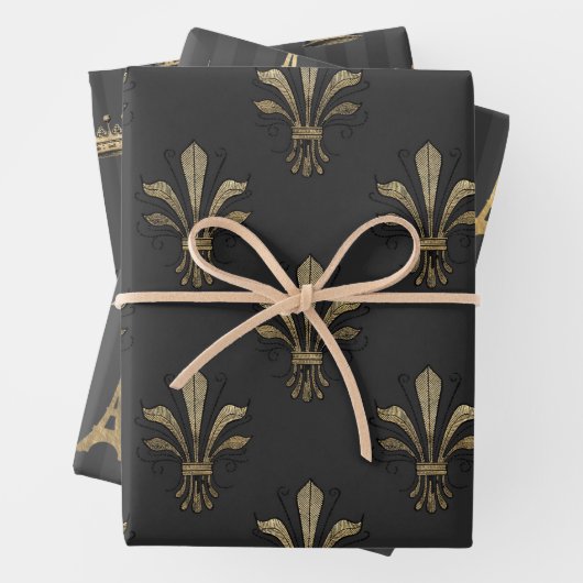 Gray and Gold Paris thematisch Geschenkpapier Set (Beispiel)