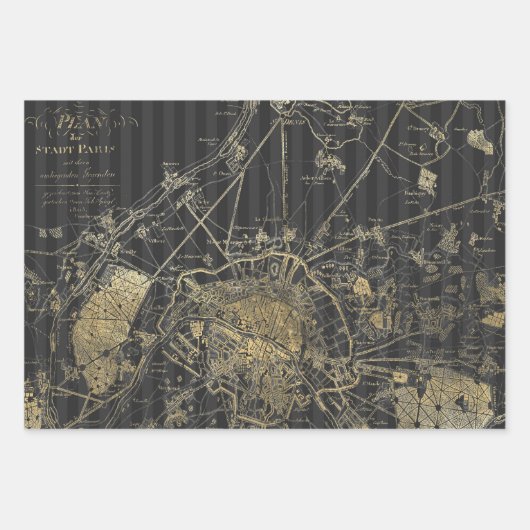 Gray and Gold Paris thematisch Geschenkpapier Set (Vorderseite 3)