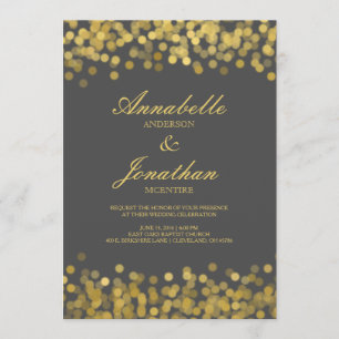 Gray and Gold Twinkle Moderne Einladung zur Hochze