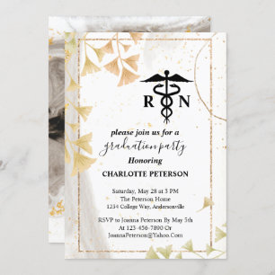 Gray and Gold Watercolor Nurse Graduation Party Einladung