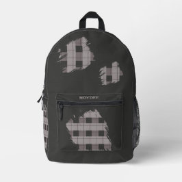 Gray and Gray Plaid Patches, Name  Bedruckter Rucksack