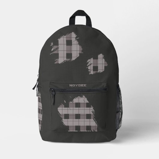Gray and Gray Plaid Patches, Name Bedruckter Rucksack (Vorderseite)