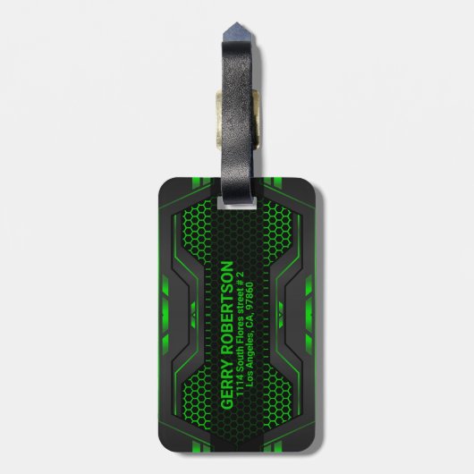 Gray and green futuristic gaming background gepäckanhänger (Rückseite vertikal)