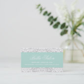 Gray and Mint Elegante Floral Damask Visitenkarte (Stehend Vorderseite)
