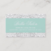 Gray and Mint Elegante Floral Damask Visitenkarte (Vorderseite)
