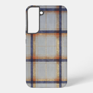 Gray and Navy Plaid with Gold Accent Samsung Galaxy Hülle