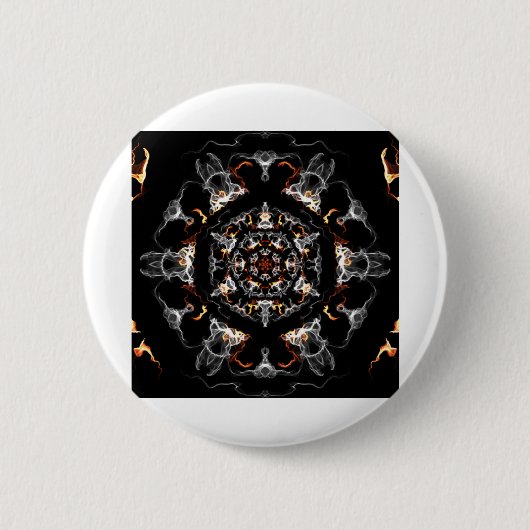 Gray and Orange Flame Mandala Button (Vorderseite)