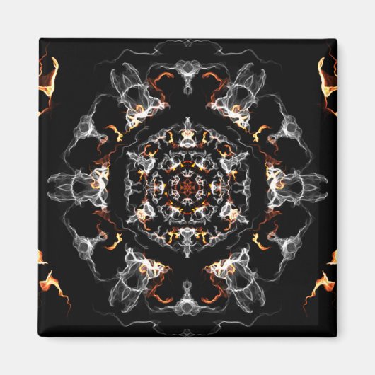 Gray and Orange Flame Mandala Magnet (Vorne)
