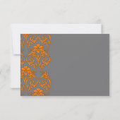 Gray and Orange Lace Wedding Danke Card (Rückseite)