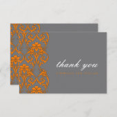 Gray and Orange Lace Wedding Danke Card (Vorne/Hinten)