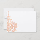 Gray and Peach Coral Damask Wedding Vielen Dank Dankeskarte (Rückseite)
