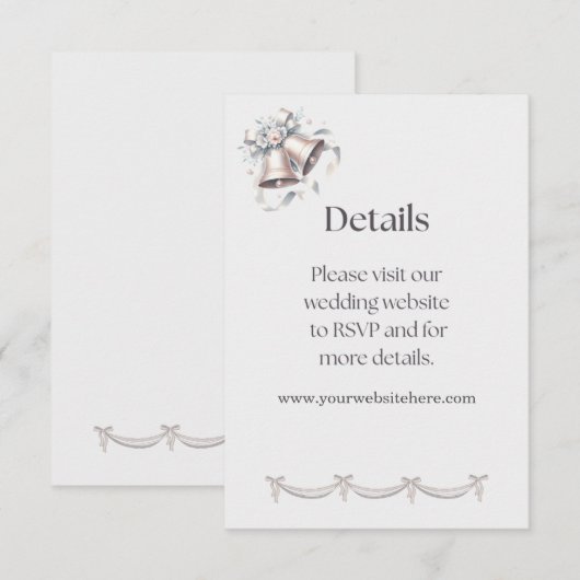 Gray and Pink Bells Details Insert for Invitation (Vorne/Hinten)
